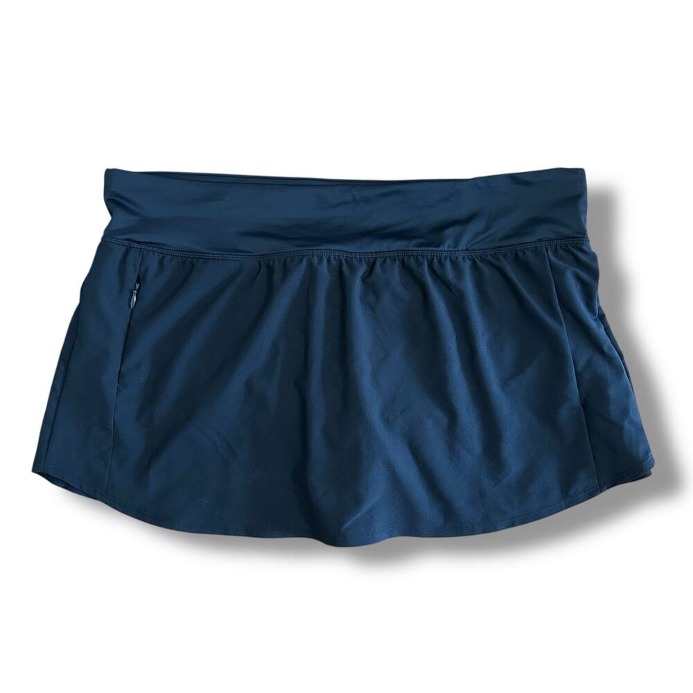 Title Nine Black Active Swim Skort XL with Built-In Brief & Zip Pocket
